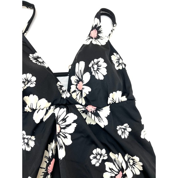 Womens One Piece Swimsuit Black White Pink Accent Size 12 NWT - Picture 4 of 4